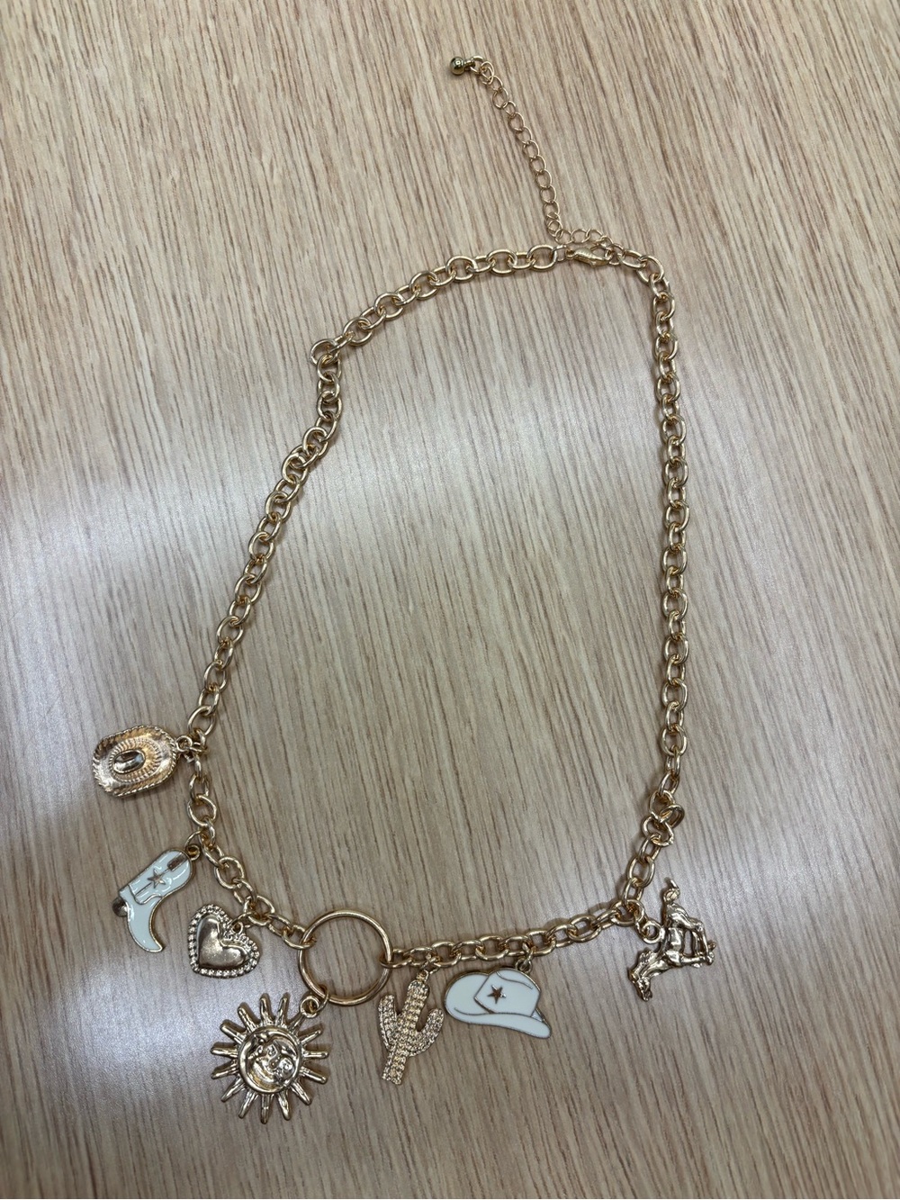 Gold Tone Western Charm Necklace - Unbranded